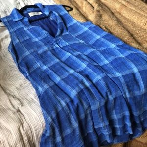Anthropologie Blue Checkered Dress